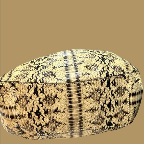 Michael Kors Snake Embossed Leather Hobo Bag - Tan and Black Excellent Condition - Picture 5 of 10